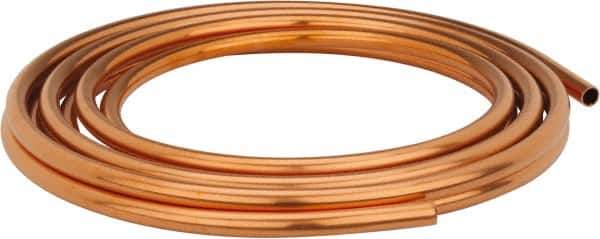 Mueller Industries - 20' Long, 1/2" OD x 3/8" ID, Copper Seamless Tube - 0.035" Wall Thickness, 0.198 Ft/Lb - Eagle Tool & Supply