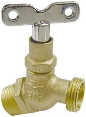 B&K Mueller - 3/4" Pipe, 125 psi WOG Rating, Brass Hose Bibb, Stop Valve - Loose Key Handle, MNPT x GHT End Connections - Eagle Tool & Supply
