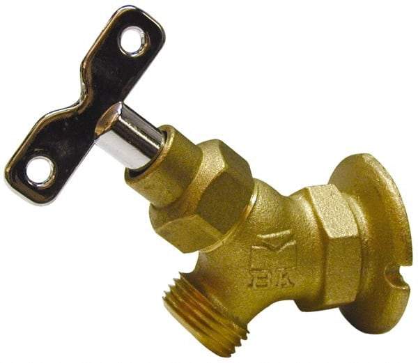 B&K Mueller - 3/4" Pipe, Brass Coated Brass Sillcock with Lockshield - Loosekey Handle, FNPT x GHT End Connections, 150 psi WOG Rating - Eagle Tool & Supply