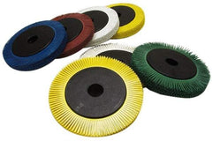 3M - 6" Diam, 1/2" Max Face Width, Plain Hole Radial Bristle Brush - 50 Grit, Coarse Grade, 6,000 Max RPM, Green - Eagle Tool & Supply