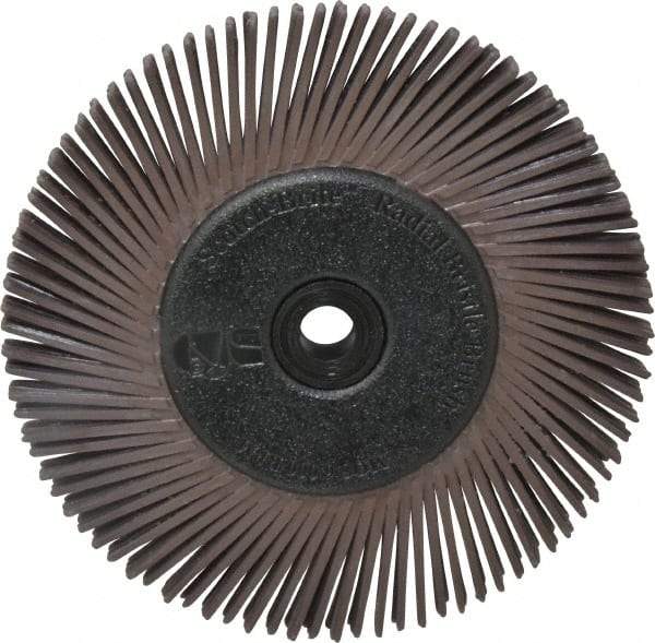 3M - 6" Diam, 1/2" Max Face Width, Plain Hole Radial Bristle Brush - 36 Grit, Very Coarse Grade, 6,000 Max RPM, Dark Brown - Eagle Tool & Supply