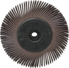 3M - 6" Diam, 1/2" Max Face Width, Plain Hole Radial Bristle Brush - 36 Grit, Very Coarse Grade, 6,000 Max RPM, Dark Brown - Eagle Tool & Supply