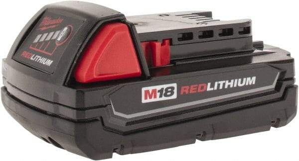 Milwaukee Tool - 18 Volt Lithium-Ion Power Tool Battery - 1.5 Ahr Capacity, 3/4 hr Charge Time, Series M18 RED - Eagle Tool & Supply