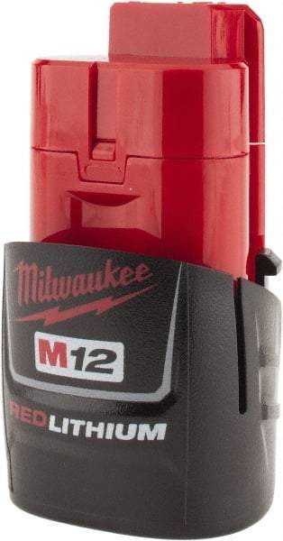 Milwaukee Tool - 12 Volt Lithium-Ion Power Tool Battery - 1.5 Ahr Capacity, 1 hr Charge Time, Series M12 RED - Eagle Tool & Supply