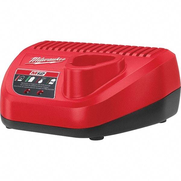 Milwaukee Tool - 12 Volt, 1 Battery Lithium-Ion Power Tool Charger - 1 hr (Lithium-Ion) & 30 min (Red Lithium) to Charge, AC Wall Outlet Power Source - Eagle Tool & Supply