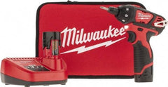 Milwaukee Tool - 12 Volts, Lithium-Ion Battery, Pistol Grip Cordless Screwdriver - 500 RPM, 150 Inch/Lbs. Torque - Eagle Tool & Supply