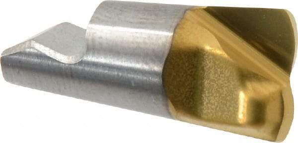 Seco - MM10 MD08 Grade F30M Carbide End Milling Tip Insert - TiAlN/TiN Finish, 2 Flutes, 0.394" Cutting Diam, 0.02" Depth of Cut, 0.335" Extension, 0.197" Cnr Rad - Eagle Tool & Supply