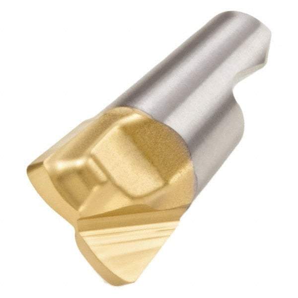 Seco - MM12 MD10 Grade F15M Carbide End Milling Tip Insert - TiAlN/TiN Finish, 2 Flutes, 0.472" Cutting Diam, 0.024" Depth of Cut, 0.401" Extension, 0.256" Cnr Rad - Eagle Tool & Supply