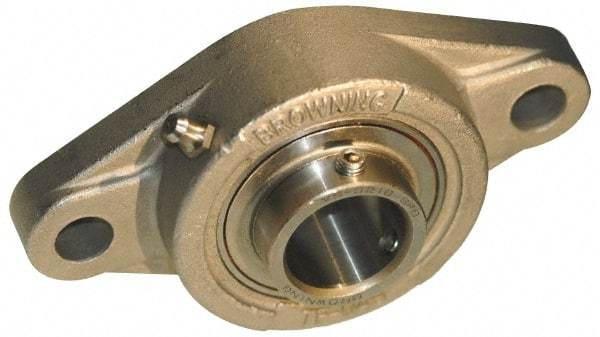 Browning - 3/4" ID, 4-13/32" OAL x 2-7/16" OAH 2-Bolt Flange - 1,444 Lb Static Cap, 2,611 Lb Dyn Cap, 3-35/64" Btw Mnt Hole Ctrs, Stainless Steel - Eagle Tool & Supply
