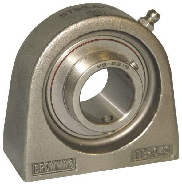 Browning - 1-7/16" ID, 4-1/4" OAL x 3-3/4" OAH Tapped Base - 3,493 Lb Static Cap, 5,782 Lb Dyn Cap, 3-1/4" Btw Mnt Hole Ctrs, 1-7/8" Base-to-Ctr Ht, Stainless Steel - Eagle Tool & Supply