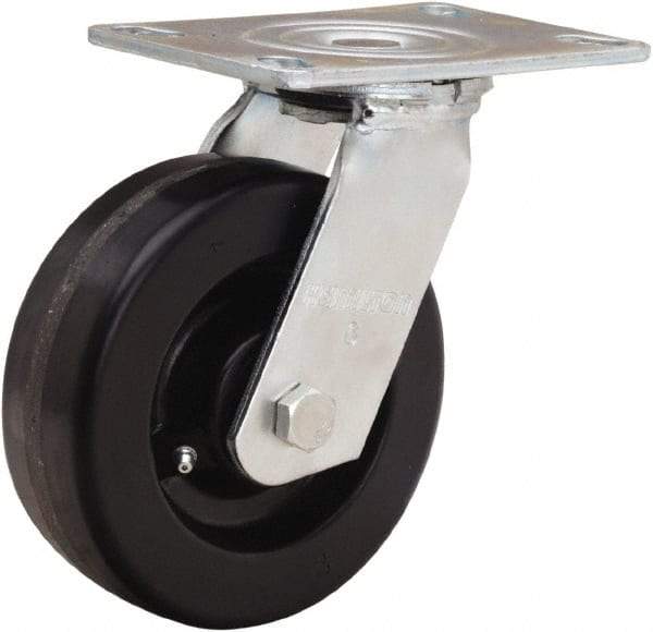 Hamilton - 6" Diam x 2" Wide x 7-1/2" OAH Top Plate Mount Swivel Caster - Phenolic, 900 Lb Capacity, Straight Roller Bearing, 4-1/2 x 6-1/4" Plate - Eagle Tool & Supply