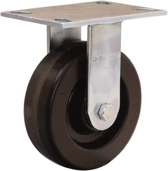Hamilton - 6" Diam x 2" Wide x 7-1/2" OAH Top Plate Mount Rigid Caster - Phenolic, 900 Lb Capacity, Straight Roller Bearing, 4-1/2 x 6-1/4" Plate - Eagle Tool & Supply