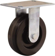 Hamilton - 6" Diam x 2" Wide x 7-1/2" OAH Top Plate Mount Rigid Caster - Phenolic, 900 Lb Capacity, Straight Roller Bearing, 4-1/2 x 6-1/4" Plate - Eagle Tool & Supply