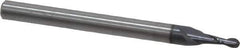SGS - 1/16" Diam, 3/16" LOC, 2 Flute Solid Carbide Ball End Mill - AlTiN Finish, Single End, 1-1/2" OAL, 1/8" Shank Diam, Spiral Flute - Eagle Tool & Supply