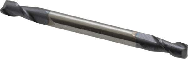 Accupro - 1/8", 1/4" LOC, 1/8" Shank Diam, 1-1/2" OAL, 2 Flute, Solid Carbide Square End Mill - Double End, AlTiN Finish, Spiral Flute, 40° Helix, Centercutting, Right Hand Cut, Right Hand Flute - Eagle Tool & Supply