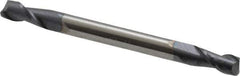 Accupro - 1/8", 1/4" LOC, 1/8" Shank Diam, 1-1/2" OAL, 2 Flute, Solid Carbide Square End Mill - Double End, AlTiN Finish, Spiral Flute, 40° Helix, Centercutting, Right Hand Cut, Right Hand Flute - Eagle Tool & Supply