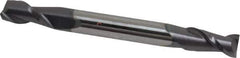 Accupro - 1/4", 1/2" LOC, 1/4" Shank Diam, 2-1/2" OAL, 2 Flute, Solid Carbide Square End Mill - Double End, AlTiN Finish, Spiral Flute, 40° Helix, Centercutting, Right Hand Cut, Right Hand Flute - Eagle Tool & Supply