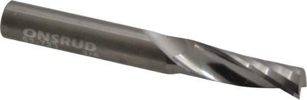 Onsrud - 3/8" Cutting Diam x 1-1/8" Length of Cut, 1 Flute, Upcut Spiral Router Bit - Uncoated, Right Hand Cut, Solid Carbide, 3" OAL x 3/8" Shank Diam, Single Edge, 21° Helix Angle - Eagle Tool & Supply