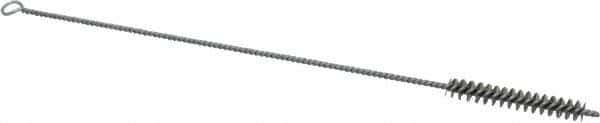 Schaefer Brush - 3" Long x 1/2" Diam Stainless Steel Long Handle Wire Tube Brush - Single Spiral, 15" OAL, 0.006" Wire Diam, 0.17" Shank Diam - Eagle Tool & Supply