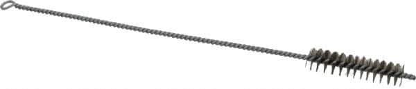 Schaefer Brush - 3" Long x 3/4" Diam Stainless Steel Long Handle Wire Tube Brush - Single Spiral, 15" OAL, 0.007" Wire Diam, 3/8" Shank Diam - Eagle Tool & Supply