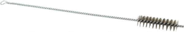 Schaefer Brush - 3" Long x 7/8" Diam Stainless Steel Long Handle Wire Tube Brush - Single Spiral, 15" OAL, 0.007" Wire Diam, 3/8" Shank Diam - Eagle Tool & Supply