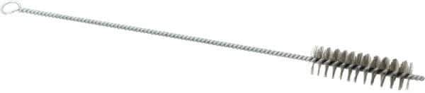 Schaefer Brush - 3" Long x 1" Diam Stainless Steel Long Handle Wire Tube Brush - Single Spiral, 15" OAL, 0.007" Wire Diam, 3/8" Shank Diam - Eagle Tool & Supply