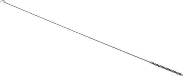 Schaefer Brush - 3" Long x 1/4" Diam Stainless Steel Long Handle Wire Tube Brush - Single Spiral, 27" OAL, 0.005" Wire Diam, 0.13" Shank Diam - Eagle Tool & Supply