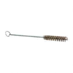 Schaefer Brush - 3" Long x 1/2" Diam Stainless Steel Long Handle Wire Tube Brush - Single Spiral, 27" OAL, 0.006" Wire Diam, 0.17" Shank Diam - Eagle Tool & Supply