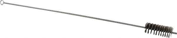 Schaefer Brush - 3" Long x 1-1/4" Diam Stainless Steel Long Handle Wire Tube Brush - Single Spiral, 27" OAL, 0.007" Wire Diam, 3/8" Shank Diam - Eagle Tool & Supply
