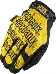 Mechanix Wear - Size L (10) Synthetic Leather General Protection Work Gloves - For Mechanic's & Lifting, Uncoated, Hook & Loop Cuff, Full Fingered, Yellow, Paired - Eagle Tool & Supply