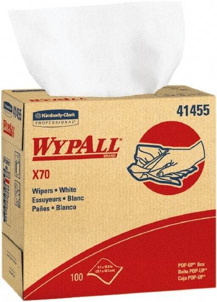 WypAll - X70 Dry Shop Towel/Industrial Wipes - Pop-Up, 16-3/4" x 9" Sheet Size, White - Eagle Tool & Supply