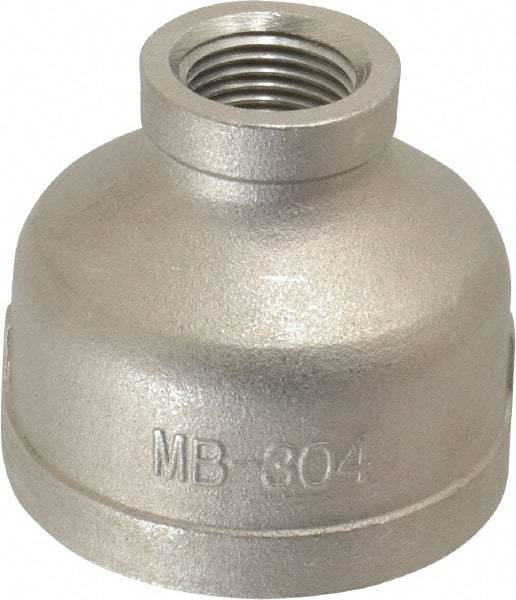 Merit Brass - 1-1/2 x 1/2" Grade 304 Stainless Steel Pipe Reducer Coupling - FNPT x FNPT End Connections, 150 psi - Eagle Tool & Supply