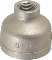 Merit Brass - 1-1/2 x 1/2" Grade 304 Stainless Steel Pipe Reducer Coupling - FNPT x FNPT End Connections, 150 psi - Eagle Tool & Supply