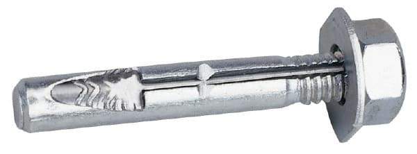 Wej-It - 5/8" Diam, 4-1/2" OAL, Wedge Expansion Concrete Anchor - Steel, Zinc-Plated Finish, Hex Head - Eagle Tool & Supply