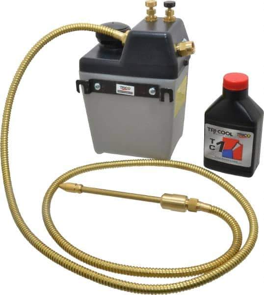 Trico - 1 Outlet, 0.25 Gal Tank Capacity, High Density Polyethylene Tank Mist Coolant System - 5' Coolant Line Length, 6" Hose Length - Eagle Tool & Supply