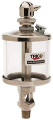 Trico - 1 Outlet, Glass Bowl, 2.5 Ounce Manual-Adjustable Oil Reservoir - 1/8 NPT Outlet, 2-1/8" Diam x 5-7/16" High - Eagle Tool & Supply