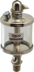 Trico - 1 Outlet, Glass Bowl, 2.5 Ounce Manual-Adjustable Oil Reservoir - 1/4 NPT Outlet, 2-1/8" Diam x 5-7/16" High - Eagle Tool & Supply