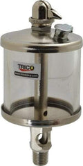 Trico - 1 Outlet, Glass Bowl, 5 Ounce Manual-Adjustable Oil Reservoir - 1/4 NPT Outlet, 2-5/8" Diam x 6-1/16" High - Eagle Tool & Supply