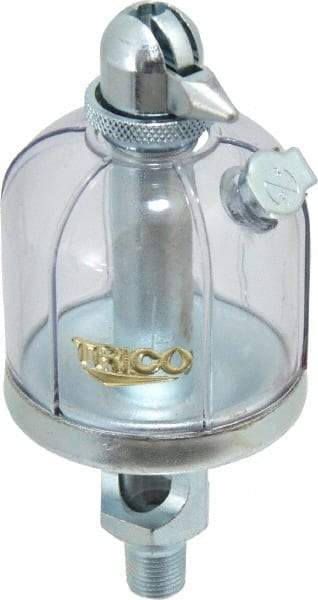 Trico - 1 Outlet, Acrylic Bowl, 2 Ounce Manual-Adjustable Oil Reservoir - 1/8 NPT Outlet, 1-15/16" Diam x 4-1/2" High - Eagle Tool & Supply