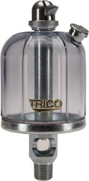 Trico - 1 Outlet, Acrylic Bowl, 4 Ounce Manual-Adjustable Oil Reservoir - 1/4 NPT Outlet, 2-5/16" Diam x 5-5/16" High - Eagle Tool & Supply