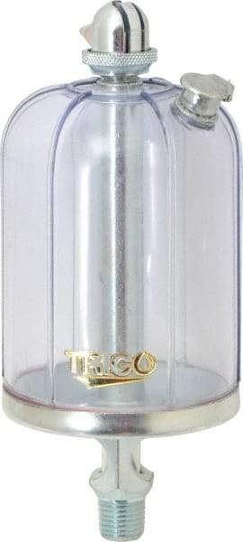 Trico - 1 Outlet, Acrylic Bowl, 8 Ounce Manual-Adjustable Oil Reservoir - 1/4 NPT Outlet, 2-5/8" Diam x 6-3/8" High - Eagle Tool & Supply