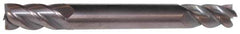 Accupro - 7/32", 9/16" LOC, 3/8" Shank Diam, 3" OAL, 4 Flute, Solid Carbide Square End Mill - Double End, AlTiN Finish, Spiral Flute, 40° Helix, Centercutting, Right Hand Cut, Right Hand Flute - Eagle Tool & Supply