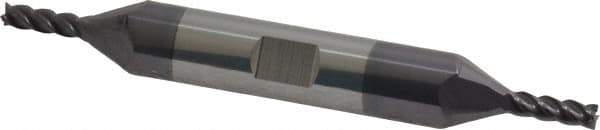 Accupro - 1/8", 3/8" LOC, 3/8" Shank Diam, 3" OAL, 4 Flute, Solid Carbide Square End Mill - Double End, AlTiN Finish, Spiral Flute, 40° Helix, Centercutting, Right Hand Cut, Right Hand Flute - Eagle Tool & Supply