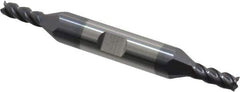 Accupro - 3/16", 1/2" LOC, 3/8" Shank Diam, 3" OAL, 4 Flute, Solid Carbide Square End Mill - Double End, AlTiN Finish, Spiral Flute, 40° Helix, Centercutting, Right Hand Cut, Right Hand Flute - Eagle Tool & Supply