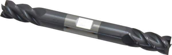 Accupro - 3/8", 3/4" LOC, 3/8" Shank Diam, 3-1/2" OAL, 4 Flute, Solid Carbide Square End Mill - Double End, AlTiN Finish, Spiral Flute, 40° Helix, Centercutting, Right Hand Cut, Right Hand Flute - Eagle Tool & Supply