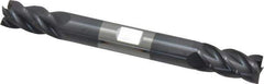 Accupro - 3/8", 3/4" LOC, 3/8" Shank Diam, 3-1/2" OAL, 4 Flute, Solid Carbide Square End Mill - Double End, AlTiN Finish, Spiral Flute, 40° Helix, Centercutting, Right Hand Cut, Right Hand Flute - Eagle Tool & Supply