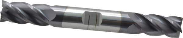 Accupro - 1/2", 1" LOC, 1/2" Shank Diam, 4" OAL, 4 Flute, Solid Carbide Square End Mill - Double End, AlTiN Finish, Spiral Flute, 40° Helix, Centercutting, Right Hand Cut, Right Hand Flute - Eagle Tool & Supply