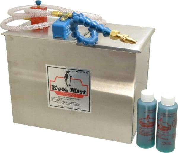 Kool Mist - 1 Outlet, 3 Gal Tank Capacity, Stainless Steel Tank Mist Coolant System - 4' Coolant Line Length, 12" Hose Length, 5/16" Nozzle Diam - Eagle Tool & Supply