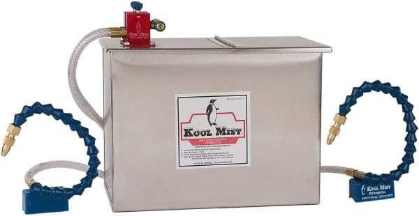 Kool Mist - 3 Outlet, 3 Gal Tank Capacity, Stainless Steel Tank Mist Coolant System - 4' Coolant Line Length, 18" Hose Length, 5/16" Nozzle Diam - Eagle Tool & Supply