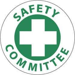 NMC - Safety Committee, Hard Hat Label - Green on White, 2" Thick, For Accident Prevention - Eagle Tool & Supply